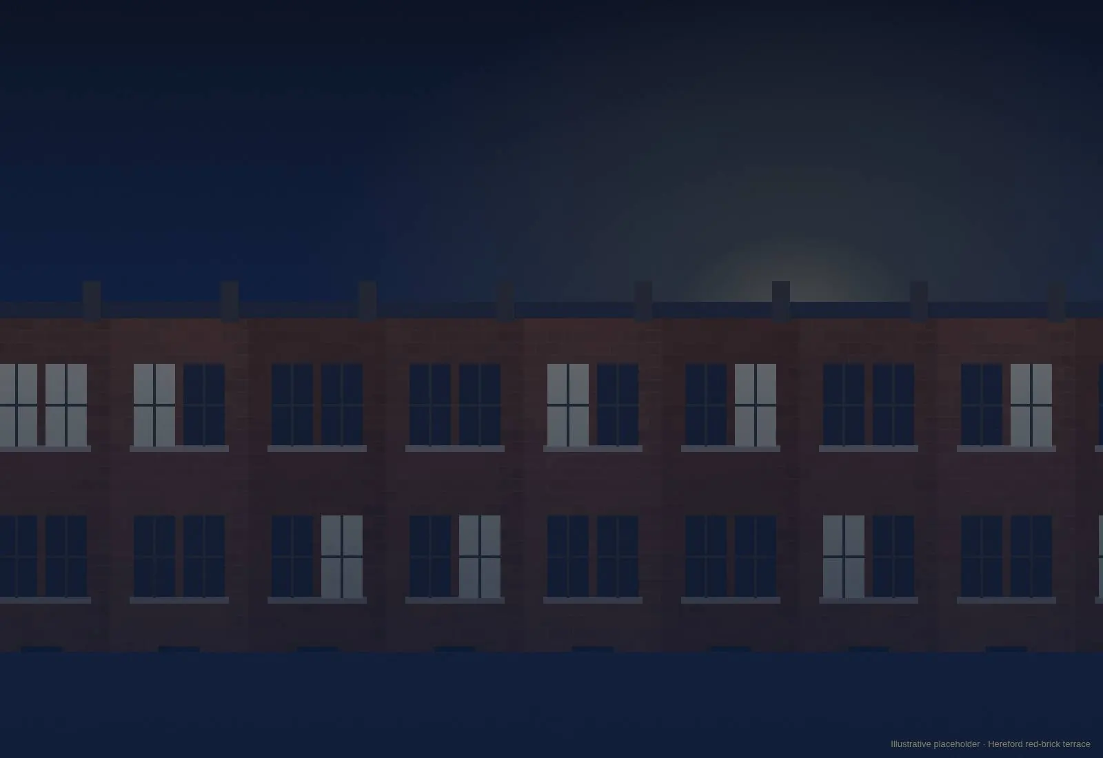 Red-brick terraced houses in Hereford